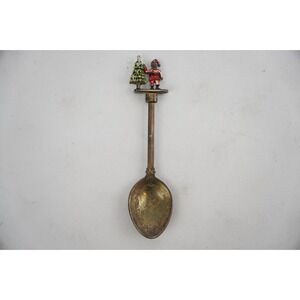 Merry Christmas - Great Britain Silver Plated Spoon, Santa and Christmas Tree 4"